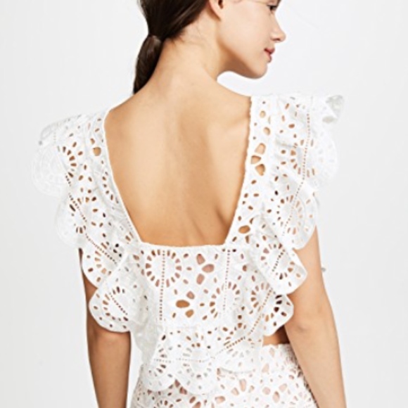 Red Carter Eyelet Lace Adair Top in White XS - Picture 3 of 5